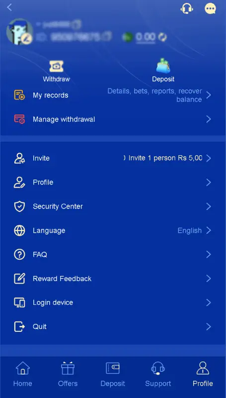 988win game settings deposit panel payment interface