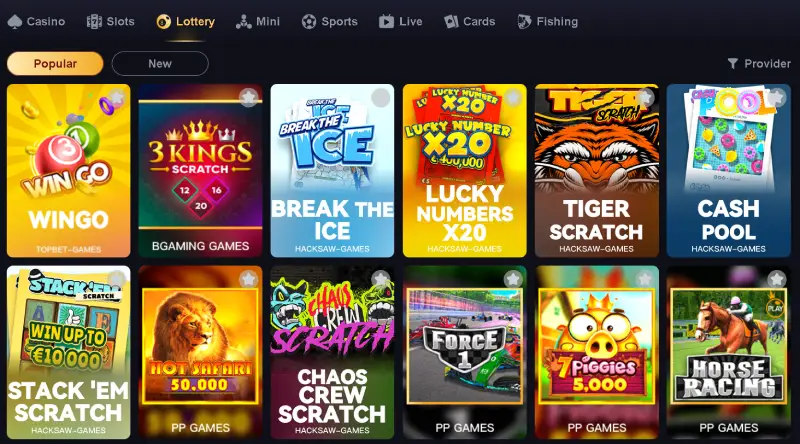 margo game platform slot games and live casino interface on mobile